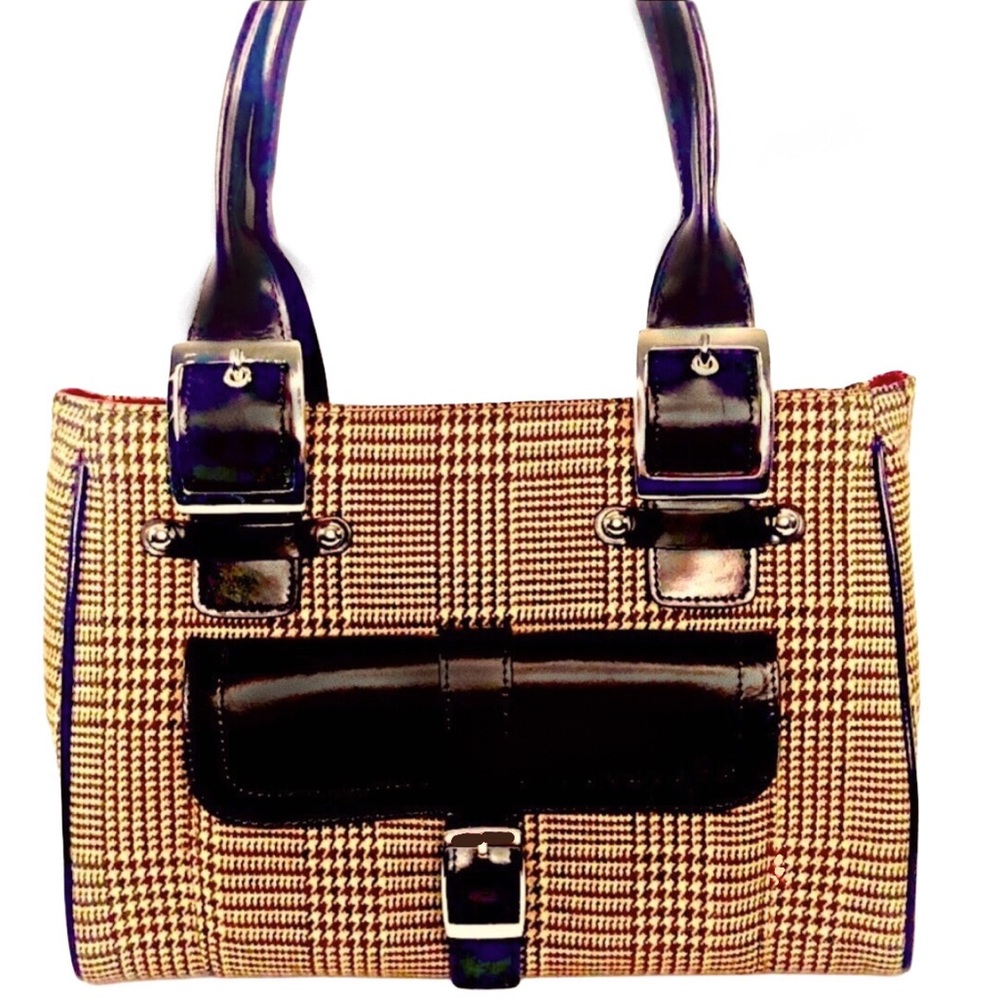 Wilson Brown Leather Maxima Houndstooth Purse